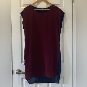 Bedo burgundy & navy midi dress, size M – elegant